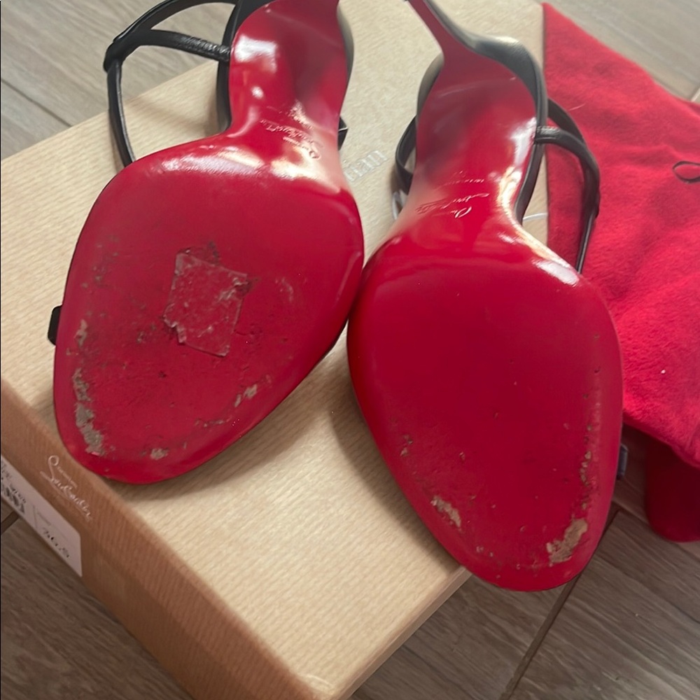 Christian Louboutin Black and Red Strappy Heels - Picture 10 of 11